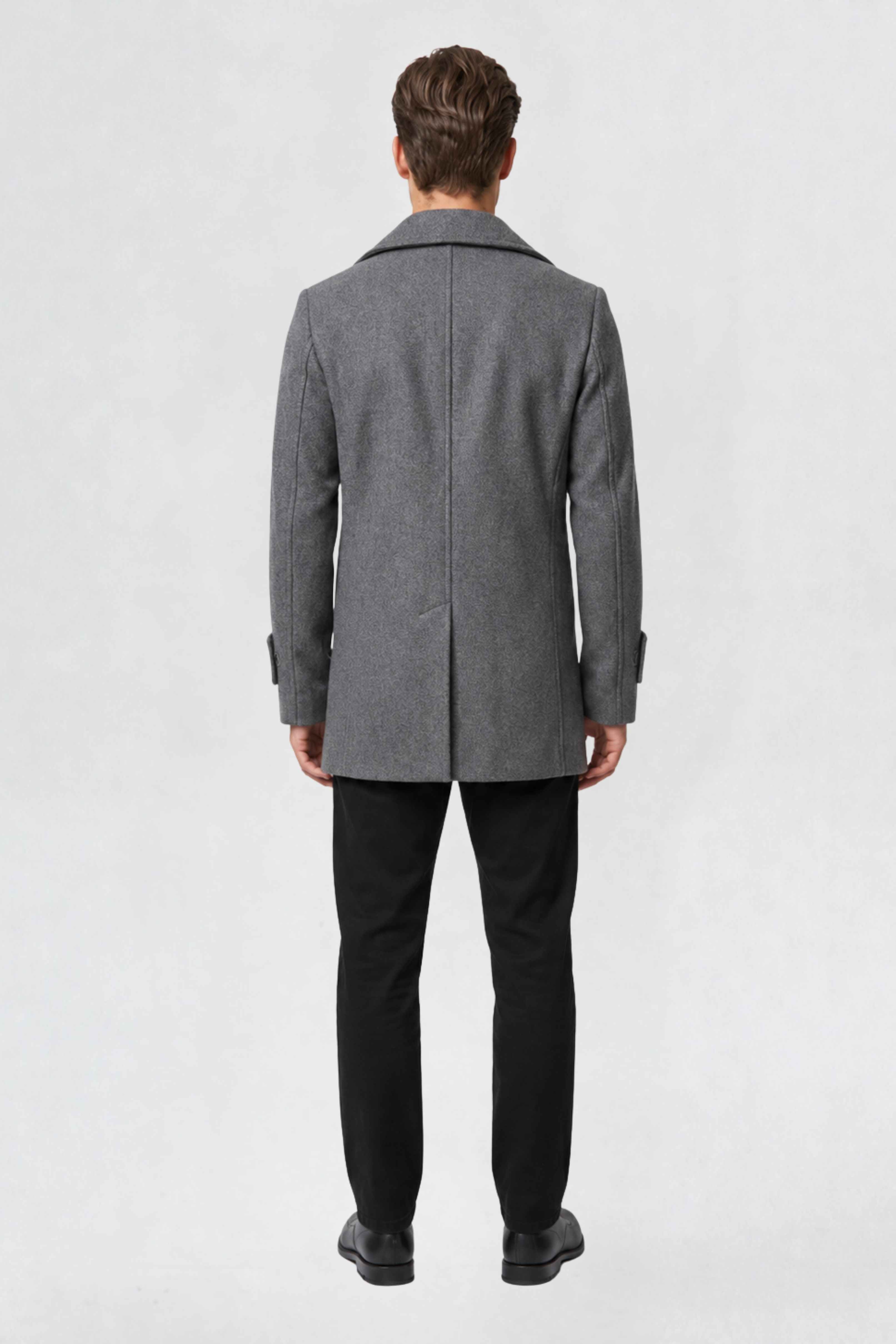 MENS DOUBLE BREASTED PEA COAT | DARK GREY