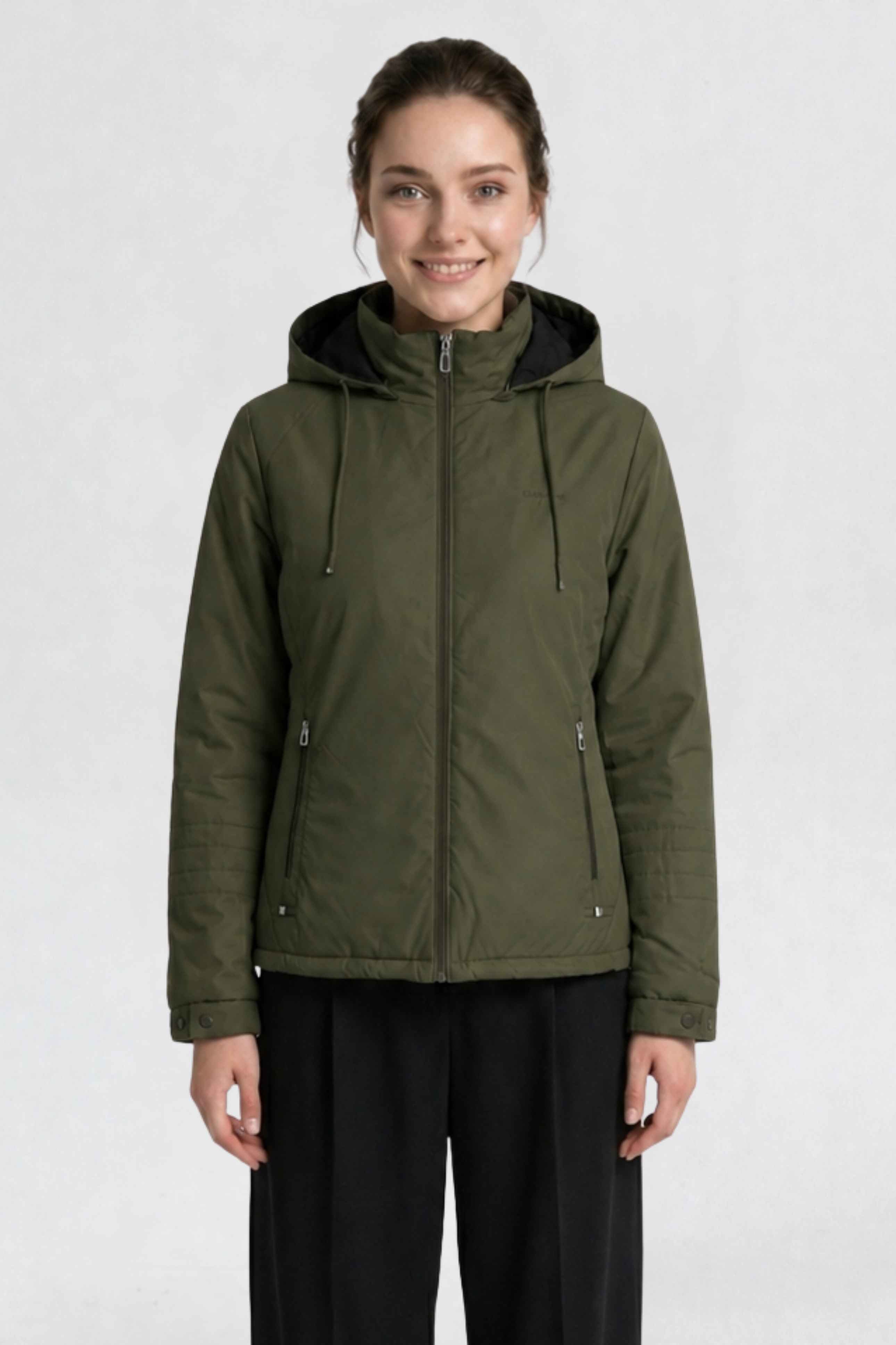 WOMENS PU REVERSIBLE JACKET | OLIVE GREEN