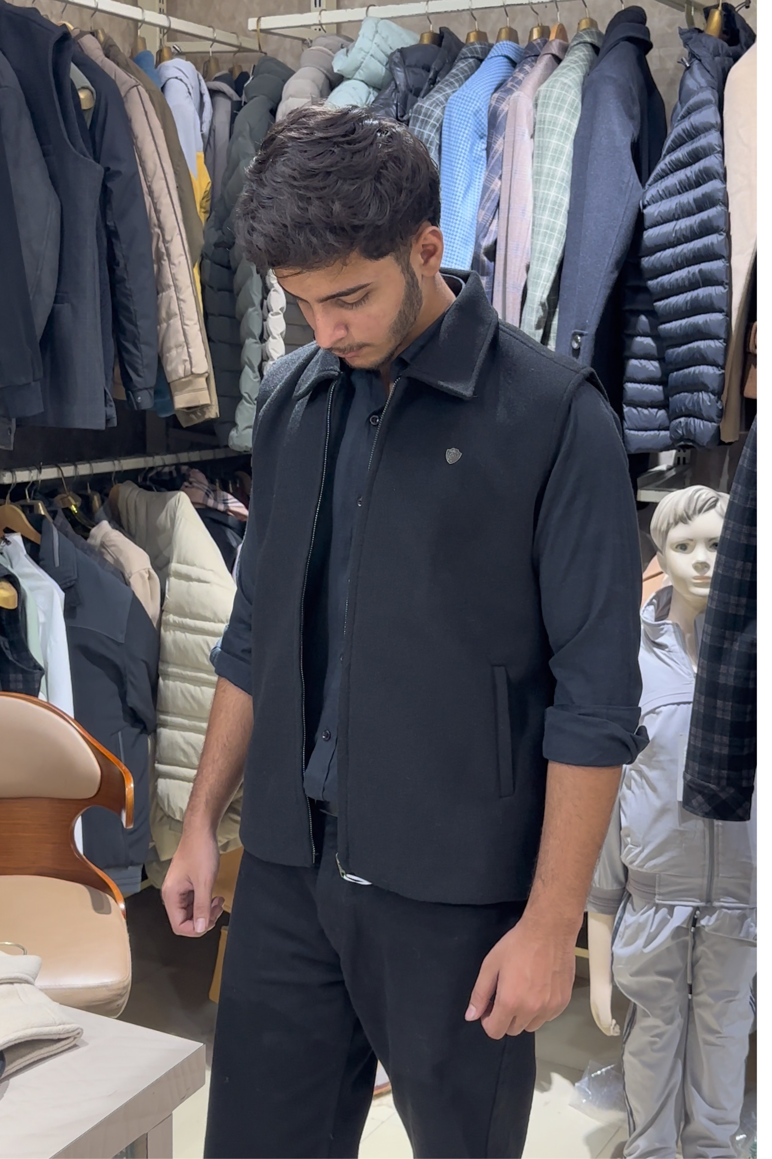 TWEED VEST JACKET BLACK