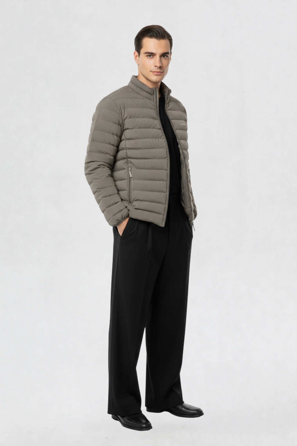 HEAVY MENS QUILTED PUFFER JACKET | DARK GREY