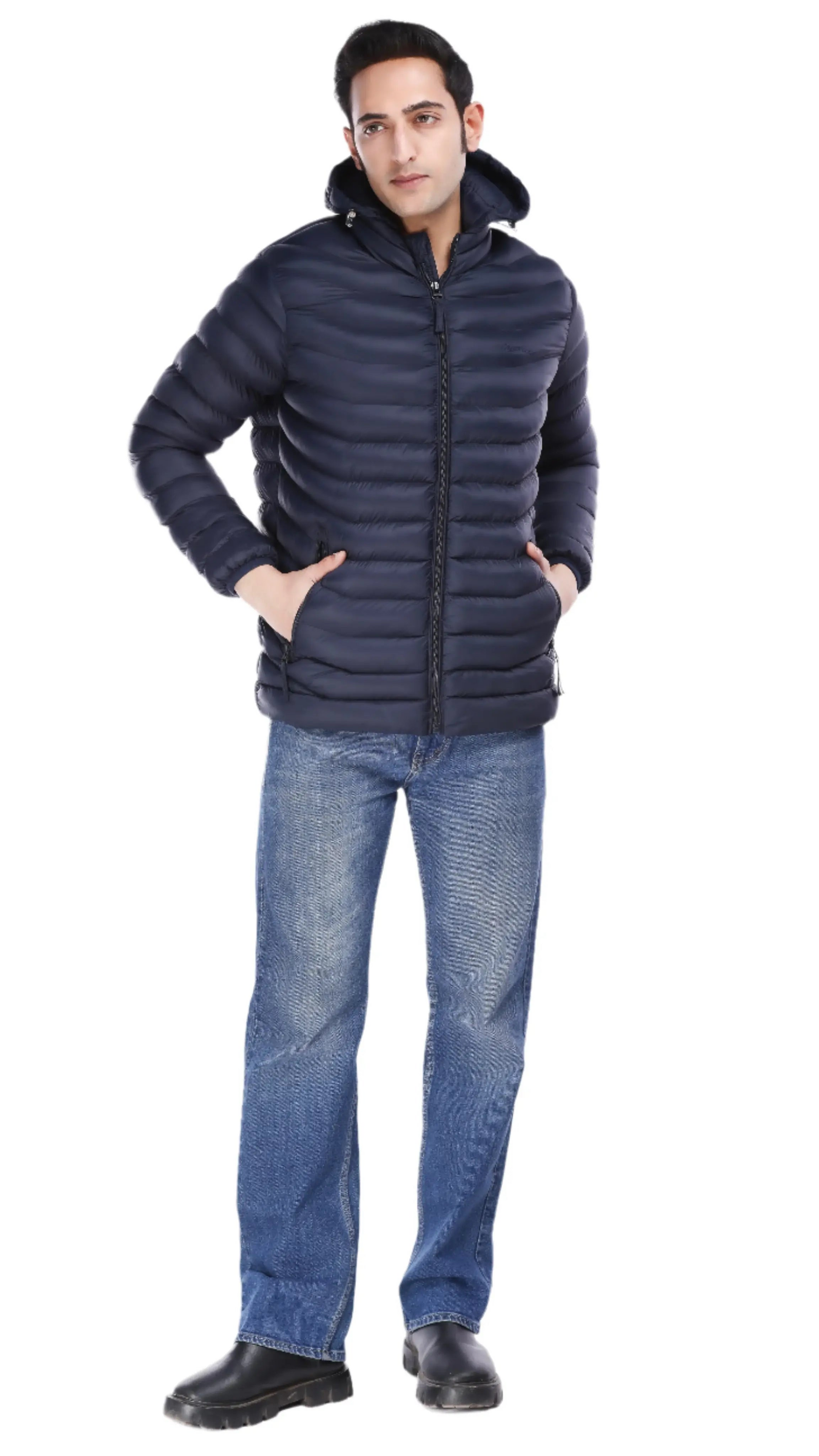 mens lightweight nylon navyblue puffer jacket - RFORTUNE . Detachable Cap . Down jacket.  jackets.  Men . mens jackets . black puffer jacket mens . mens Puffer Jacket . mens winter clothing . rfortune jackets. puffer Jacket . red tape puffer jacket .