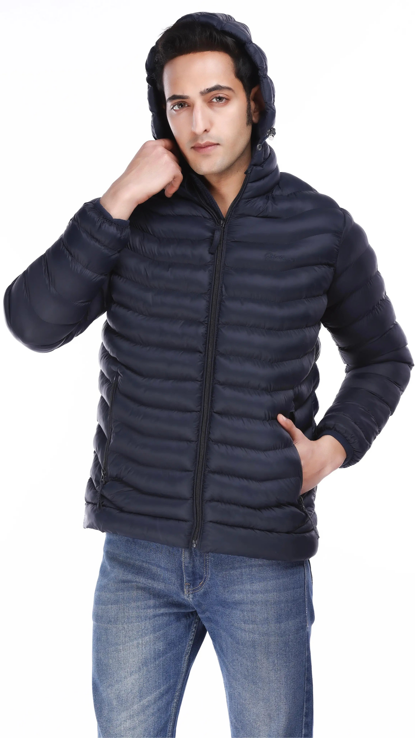 mens lightweight nylon navyblue puffer jacket - RFORTUNE . Detachable Cap . Down jacket.  jackets.  Men . mens jackets . black puffer jacket mens . mens Puffer Jacket . mens winter clothing . rfortune jackets. puffer Jacket . red tape puffer jacket .