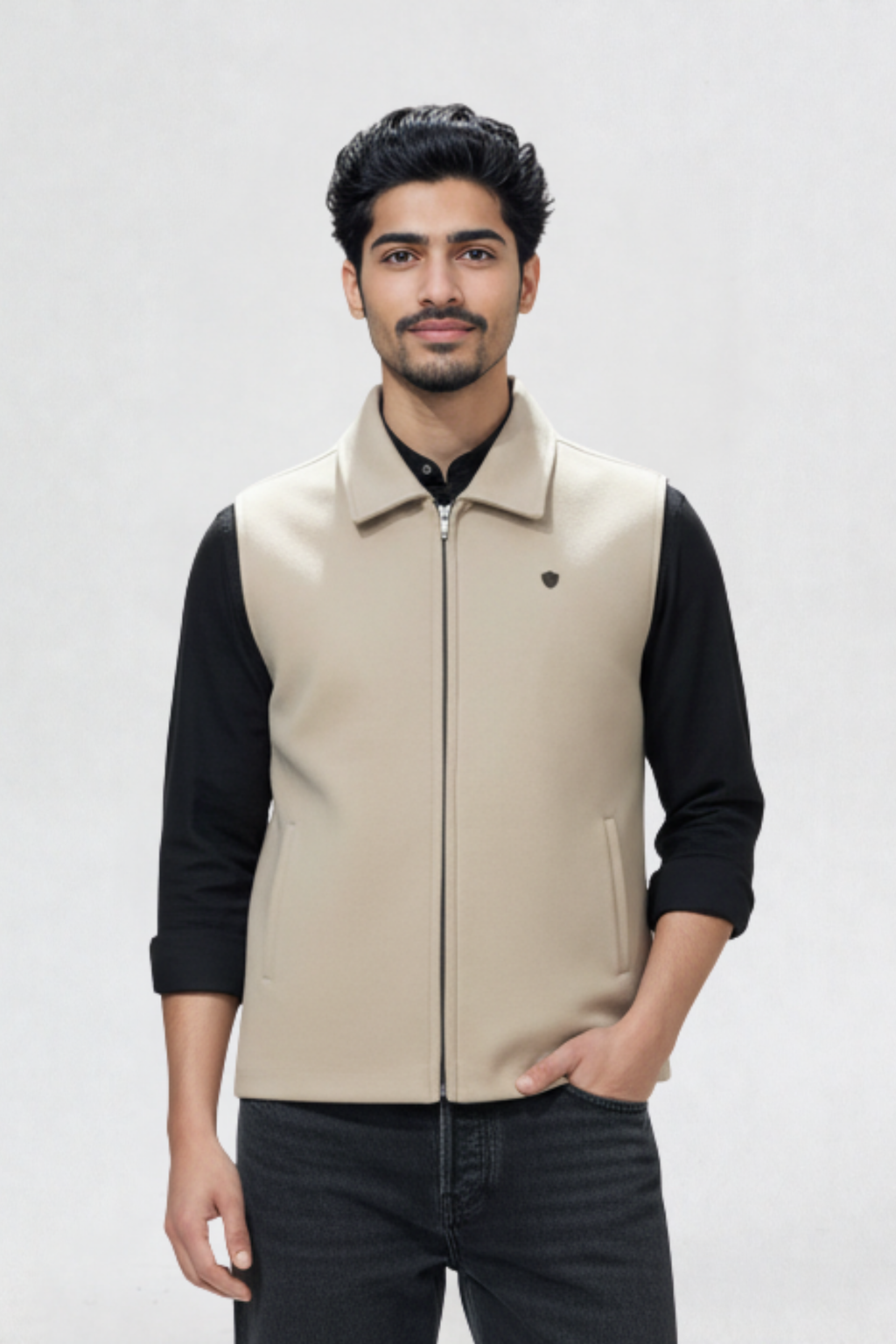 TWEED VEST JACKET OFF-WHITE